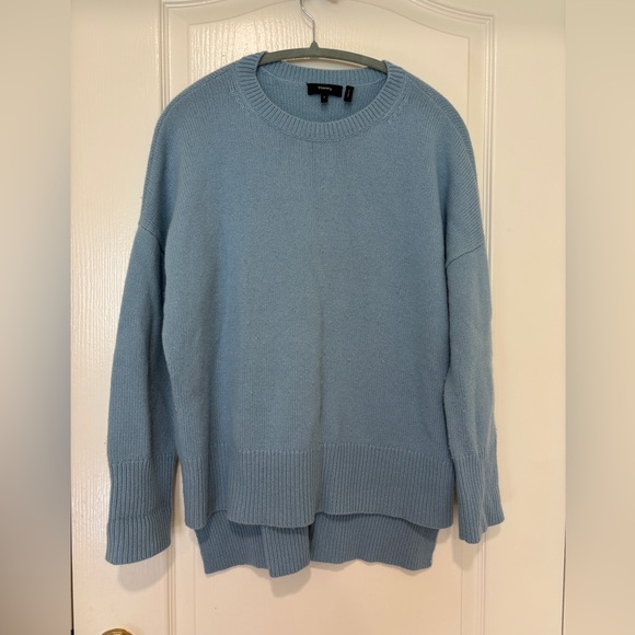 Theory Karelia 100% Cashmere Sweater Women’s Small Sky Blue Pullover Crewneck - Picture 1 of 7